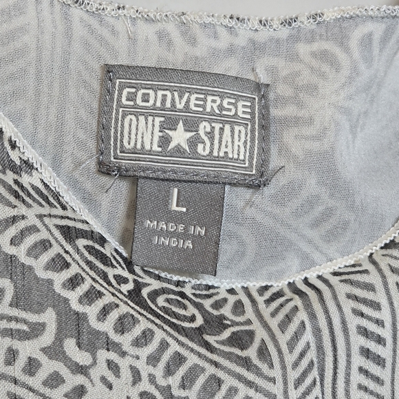 Vimtage Converse One Star Layered Sleeveless Shirt Lined Gray White Sz Lg - Picture 2 of 8